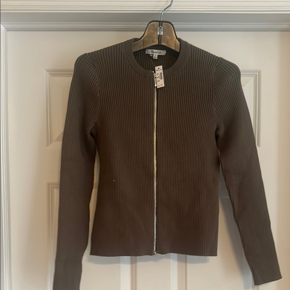 NWT Madewell Ribbed Zip-Up Sweater